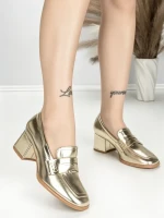 Pantofi cu Toc Gros L72168E GOLD | ABLOOM