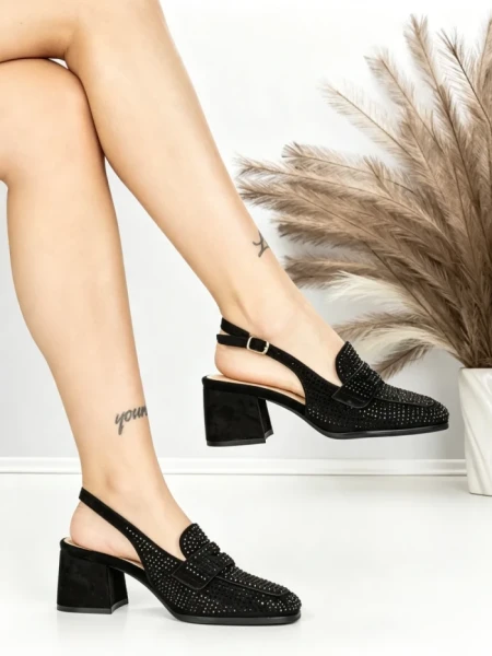 Pantofi cu Toc Gros L8576G BLACK | ABLOOM