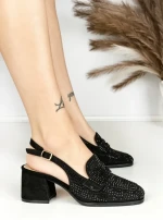Pantofi cu Toc Gros L8576G BLACK | ABLOOM