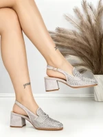 Pantofi cu Toc Gros L8576G GREY | ABLOOM