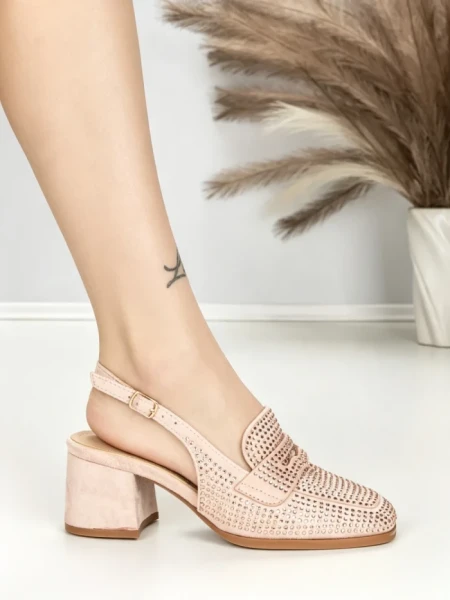 Pantofi cu Toc Gros L8576G PINK | ABLOOM