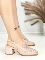 Pantofi cu Toc Gros L8576G PINK | ABLOOM