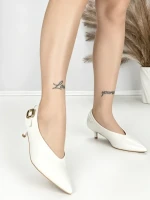 Pantofi cu Toc mic L6-71-2 WHITE | ABLOOM