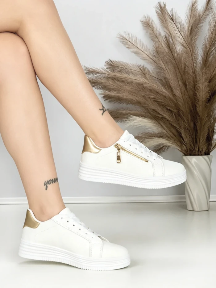 Sneakers Dama BK-56-5 WHITE-GOLD | ABLOOM