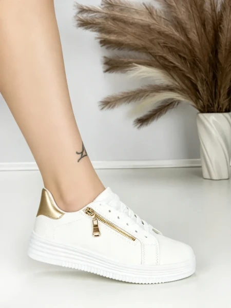Sneakers Dama BK-56-5 WHITE-GOLD | ABLOOM