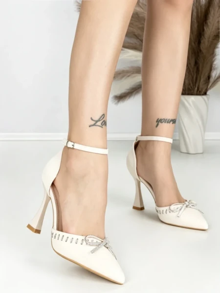 Sandale Dama cu Toc Subtire 6DC8 BEIGE | MEI