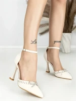Sandale Dama cu Toc Subtire 6DC8 BEIGE | MEI