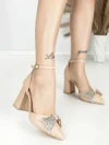 Sandale Dama cu Toc Gros 6XKK21 BEIGE | MEI