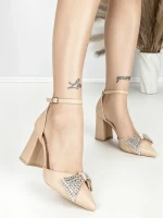 Sandale Dama cu Toc Gros 6XKK21 BEIGE | MEI
