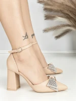 Sandale Dama cu Toc Gros 6XKK21 BEIGE | MEI