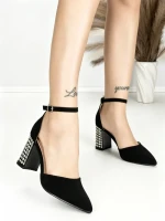 Sandale Dama cu Toc Gros 6YXD12 BLACK | MEI