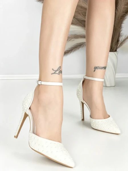 Sandale Dama cu Toc Subtire 6DC7 WHITE | MEI