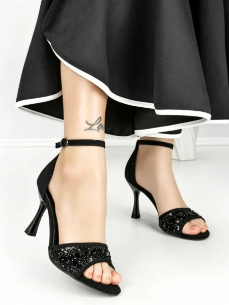 Sandale Dama cu Toc Subtire 5HLX66 BLACK | MEI