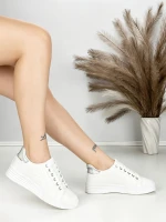 Sneakers Dama BK-52-6 Alb-Argintiu | Abloom » MeiShop.Ro