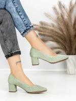 Pantofi cu Toc Gros JM881 GREEN | ANNALISE
