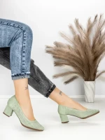 Pantofi cu Toc Gros JM881 GREEN | ANNALISE