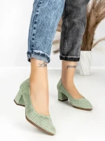 Pantofi cu Toc Gros JM881 GREEN | ANNALISE