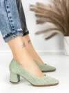 Pantofi cu Toc Gros JM881 GREEN | ANNALISE