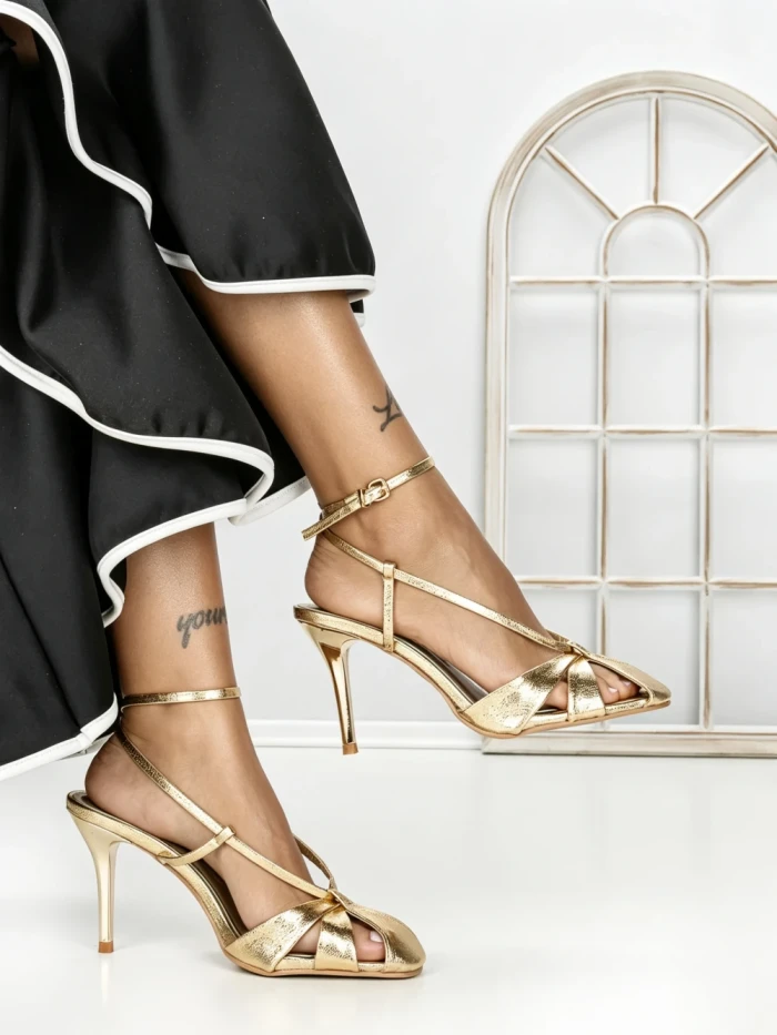 Sandale Dama cu Toc Subtire SY-30 GOLD | ABLOOM