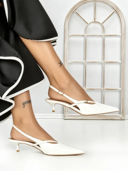 Pantofi cu Toc mic K726 WHITE | ABLOOM