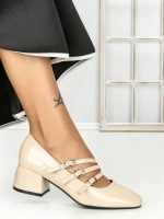 Pantofi cu Toc mic 77-557 BEIGE | CM