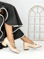 Pantofi cu Toc mic 77-557 BEIGE | CM