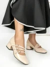 Pantofi cu Toc mic 77-557 BEIGE | CM