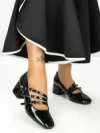 Pantofi cu Toc mic 77-557 BLACK | CM