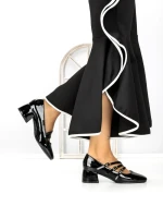 Pantofi cu Toc mic 77-557 BLACK | CM