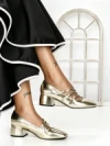 Pantofi cu Toc mic 77-557 GOLD | CM