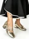Pantofi cu Toc mic 77-557 GOLD | CM