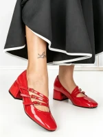 Pantofi cu Toc mic 77-557 RED | CM