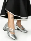 Pantofi cu Toc mic 77-557 SILVER | CM