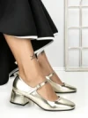 Pantofi cu Toc mic 77-554 GOLD | CM