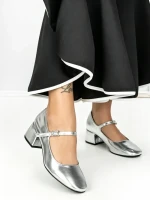 Pantofi cu Toc mic 77-554 SILVER | CM
