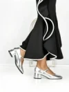 Pantofi cu Toc mic 77-554 SILVER | CM