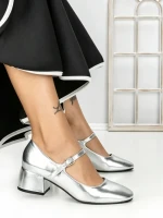 Pantofi cu Toc mic 77-554 SILVER | CM