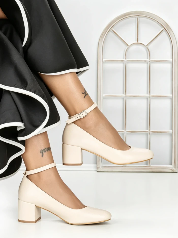 Pantofi cu Toc mic 77-559 BEIGE | CM