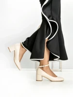 Pantofi cu Toc mic 77-559 BEIGE | CM