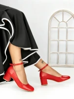 Pantofi cu Toc mic 77-559 RED | CM
