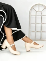 Pantofi cu Toc Gros 77-558 BEIGE | CM