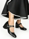 Pantofi cu Toc Gros 77-558 BLACK | CM