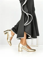 Pantofi cu Toc Gros 77-558 GOLD | CM