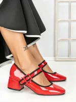 Pantofi cu Toc mic 77-555 RED | CM