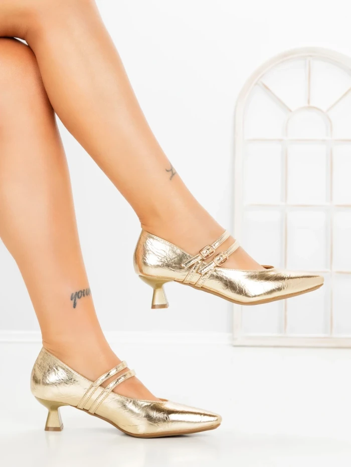 Pantofi cu Toc mic JM270E ORO | ANNALISE