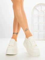 Pantofi Sport Dama cu Platforma 8668-16 WHITE | MEI