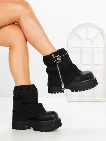 Ghete Dama cu Platforma 8796-16S BLACK | MEI