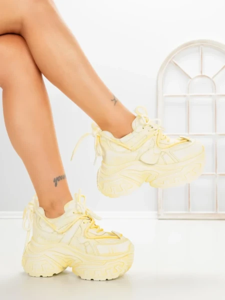 Pantofi Sport Dama cu Platforma 6668-3 YELLOW | MEI