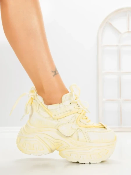 Pantofi Sport Dama cu Platforma 6668-3 YELLOW | MEI