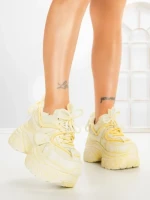 Pantofi Sport Dama cu Platforma 6668-3 YELLOW | MEI